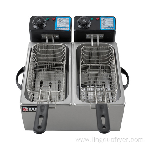 restaurant kitchen equipment 4L dual cylinder electric fryer with baskets